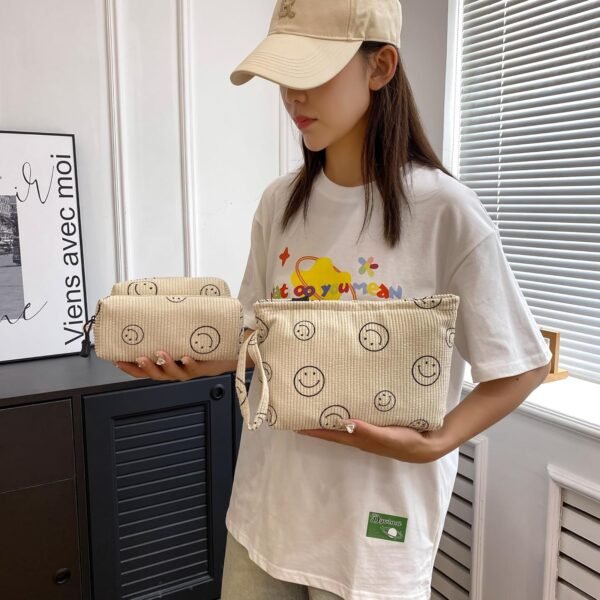 716M3gp5kUL._SL1500_.jpg Small Makeup Bag with Pocketes and Zipper Corduroy Makeup Pouch for Purse Travel Corduroy Cosmetic Organizer Toiletry bag for Women