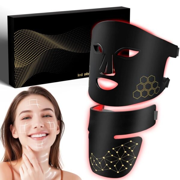 Red Light Therapy for Face and Neck, Infrared LED Mask Light Therapy 4 Light Waves with 850nm Near Infrared, Portable Rechargeable Red Light Therapy Mask Skincare Device for Facial Rejuvenation