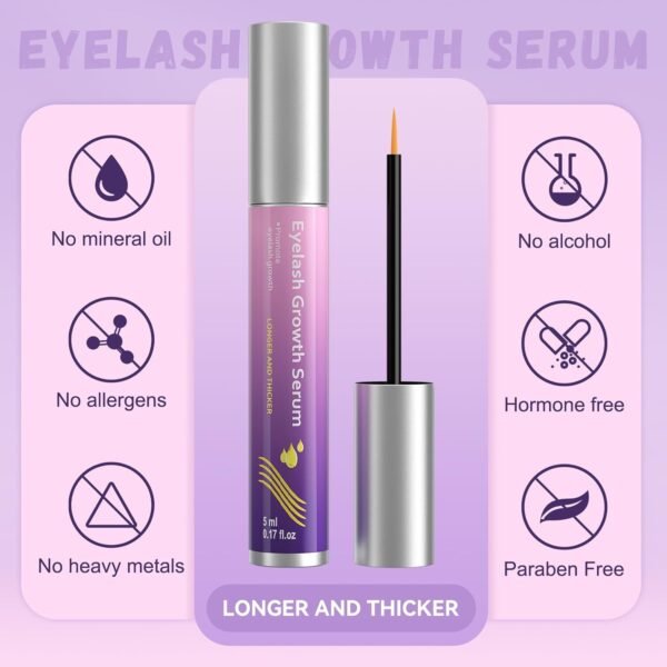 Lash Serum for Eyelash Growth：Natural & Vegan Eyelash Growth Serum for Longer, Thicker, Fuller Lashes Nourishing & Conditioning Formula - Safe for Sensitive Eyes - 5ml