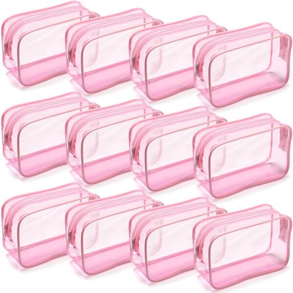 Weewooday 12 Pieces Clear Makeup Bags Cosmetic Storage Bags PVC Zipper Pouches Travel Waterproof Makeup Plastic Case for Women Organizing Toiletries Traveling Bathroom