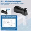 Airuida Shower Faucet Set with Tub Spout Bathtub Faucet Kit Shower Tub Faucet Set Complete Tub Shower Trim Kit with Solid Brass Rough-in Valve and 6 Inch Rainfall Square Showerhead Matte Black
