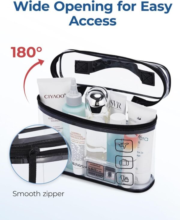 716zTOWKs6L._AC_SL1500_.jpg BAGSMART TSA Approved Toiletry Bag, 2 Pack Clear Makeup Cosmetic Bag Organizer, Quart Size Travel Bag for Toiletries, Carry-on Travel Accessories Essentials, Black-2pcs