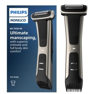 Philips Norelco Bodygroom 7000 Series, Showerproof Groin and Body Trimmer for Men, Precise Body Grooming, Adjustable Comb, Safe Even Below The Belt, 80 Min. Runtime, Model BG7030/49