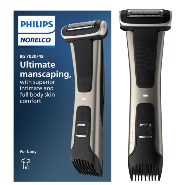 Philips Norelco Bodygroom 7000 Series, Showerproof Groin and Body Trimmer for Men, Precise Body Grooming, Adjustable Comb, Safe Even Below The Belt, 80 Min. Runtime, Model BG7030/49