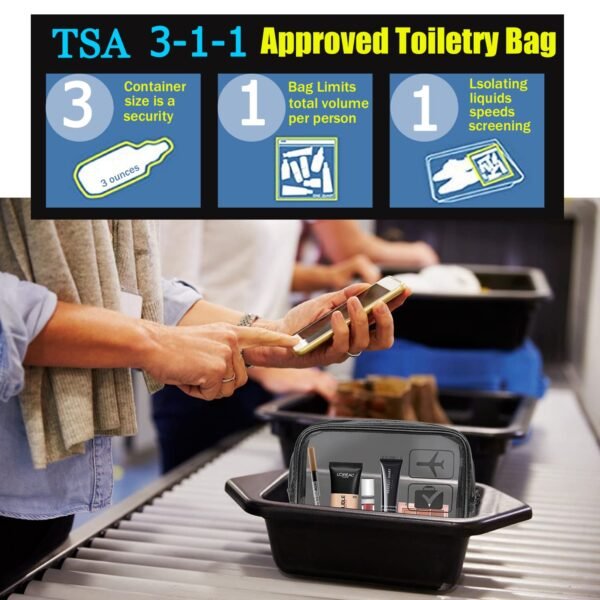 717cEZdEGeL._SL1500_.jpg MODENGKONGJIAN TSA Approved Toiletry Bag, 3 Pcs Clear Toiletries Bags Quart Size Travel Makeup Cosmetic Bag for Women Men, Carry on Airport Airline Compliant Bag (Black)