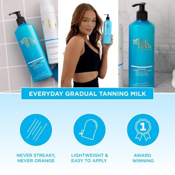 Bondi Sands Everyday Gradual Tanning Milk | Long-Lasting, Tanning Body Moisturizer Enriched With Aloe Vera and Vitamin E for Glowing Skin