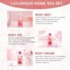 Bath Gift for Women and Girls, Japanese Cherry Blossom Spa Set With Natural Extracts, 3PCS Set - Shower Gel, Lotion, Mist, Personal Self Care Kit, Body Care Travel Set