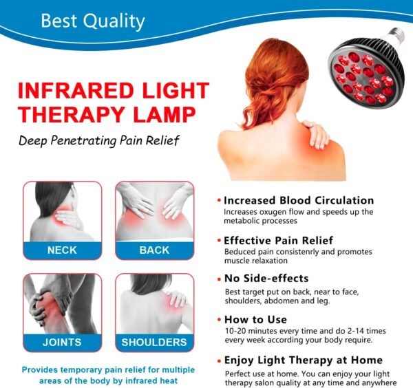 Wolezek Red Light Therapy Lamp with Lamp Holder, 660nm Red and 850nm Near Infrared Combo Wavelength LED Red Light Bulb, Light Therapy Device for Face and Body, Aluminium Shell, E27/E26 Standard