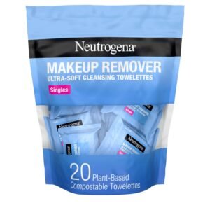 Neutrogena Makeup Remover Wipes Singles, Individually Wrapped Face Wipes, Daily Facial Cleanser Towelettes, Gently Removes Oil & Makeup, Alcohol-Free Makeup Wipes, 20 ct