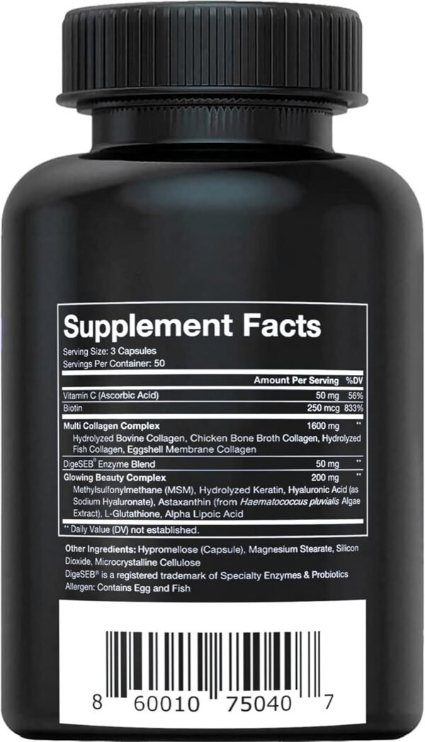 718gCgULDRL._AC_SL1500_.jpg Vital Vitamins Multi Collagen Complex Plus - with Biotin, Hyaluronic Acid, Vitamin C - Type I, II, III, V, X - for Women & Men - Hair, Skin, Nails Beauty Complex - 150 Capsules