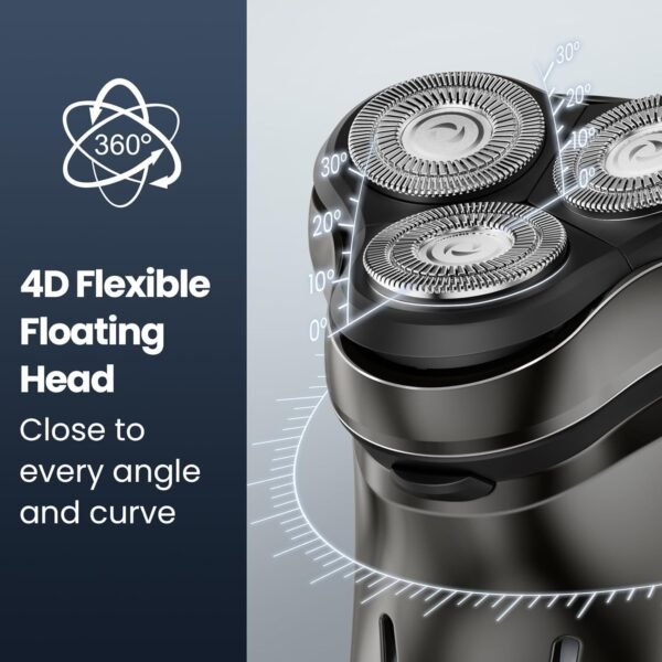 Electric Razor for Men Cordless: Wet/Dry Rotary Shaver Waterproof - USB Fast Charging & Sensitive Skin Care - Pop up Trimmer & Precision Blades