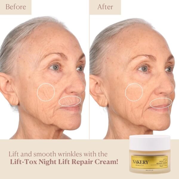 Nakery Lift-Tox Night Cream for Women - Overnight Anti Wrinkle Face Cream for Firmer & Smoother Complexion - Hydrating Night Cream for Women with Crepey Skin - Rich Night Face Cream for Mature Skin