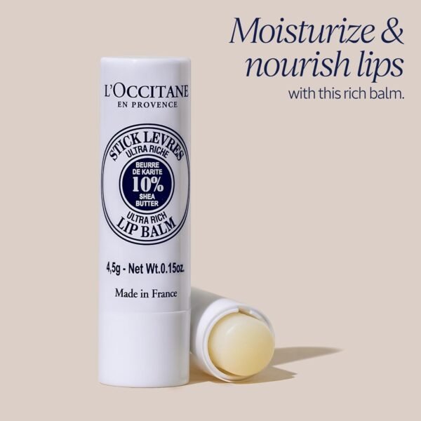 71912W17YgL._SL1500_.jpg L'OCCITANE Ultra-Rich 10% Shea Butter Nourishing Lip Balm Stick: Moisturize Dry Lips, Twist Up, Softening, With Beeswax and Castor Oil, Silicone-Free