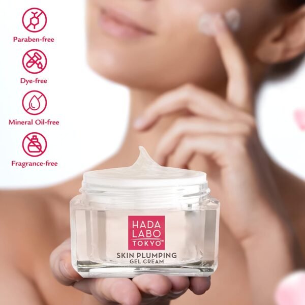 Hada Labo Tokyo Plumping Gel Cream, Facial Moisturizer, Clinically Proven to Provide 24-Hour Moisture in One Use, Super HyaluronicAcid, Ceramides, Collagen, No Parabens, Dyes or Fragrance, 1.76 oz