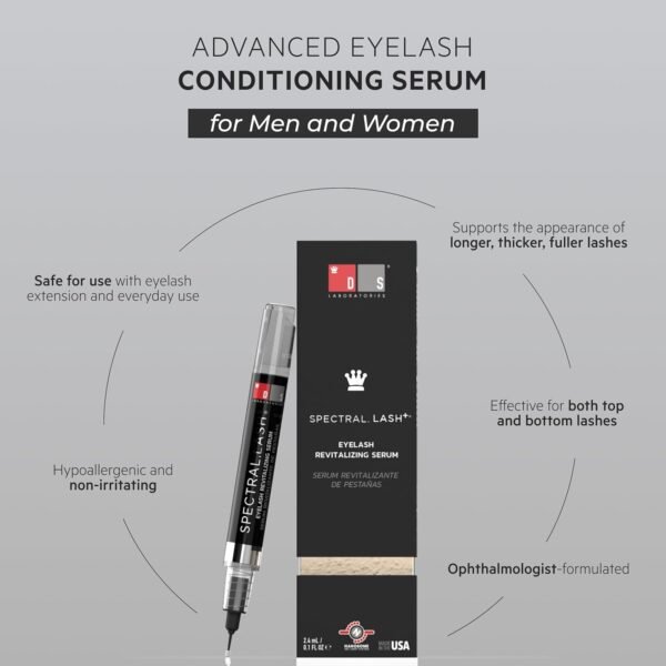 DS Labs Spectral.LASH Advanced Lash Enhancing Serum - Supports Fuller, Thicker, Longer-Looking Eyelashes, Safe for Lash Extensions, Paraben-Free, Sulfate-Free, Cruelty-Free, With Nanosome Technology
