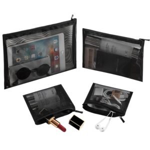 719W5U90q0L._SL1500_.jpg EASYFUN Mesh Pouch, Make up Bag with Zipper Cosmetic Organizer Pouch for Daily or Travel to Keep Small Items, 4 PCS Black