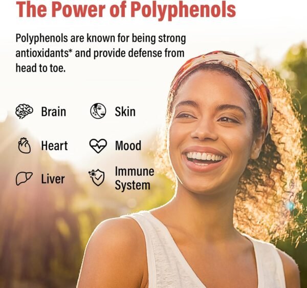 719oZRiqEhL._AC_SL1500_.jpg 67,500 MG Polyphenols Supplement - Powerful Antioxidants & Polyphenol for Age Defense, Polyphenol Superfood, Quercetin, Resveratrol, Green Tea, Plant-Based & Energy, Immune Support, 90 Capsules