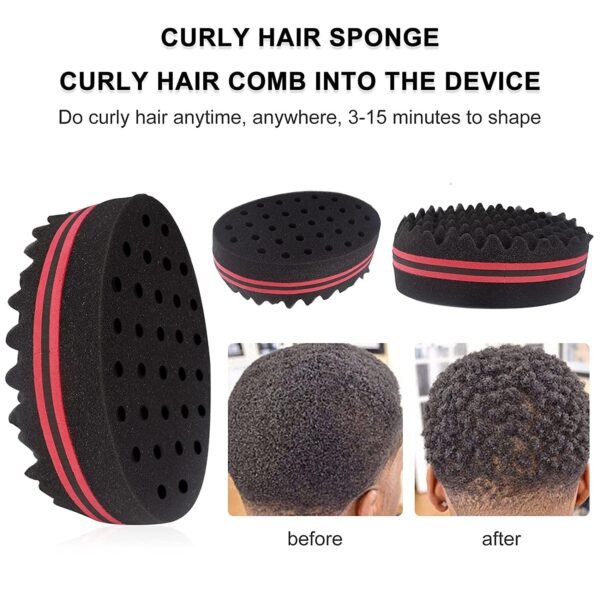71A4ZveSBNL._SL1500_.jpg Magic Curl Sponge Set for Barber Hair Styling: Afro Twist Hair Brush, Metal Pick Comb, and Styling Combs (Black-A)