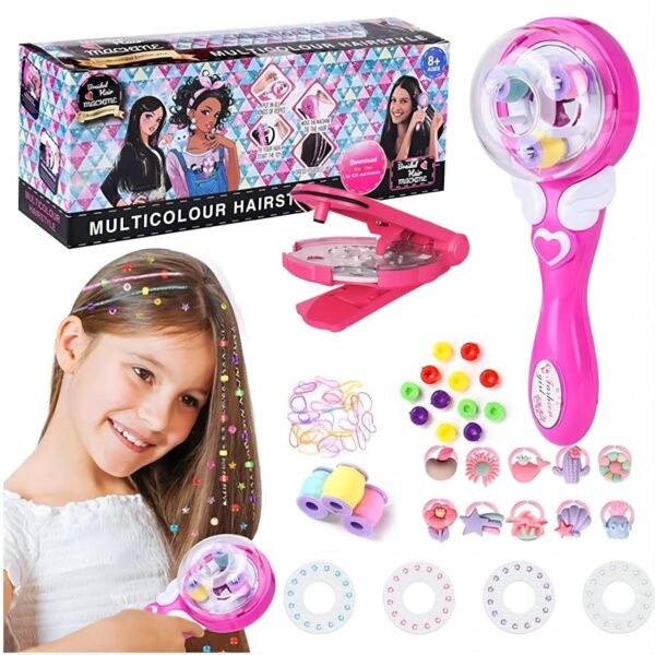 Kids Hair Styling Kit with Multicolor Beads, Hair Braiding Tool, DIY Hair Accessories Set, Ages 8+