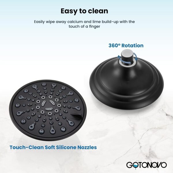 gotonovo Tub Shower Faucet Set Shower Head and Handle Set 6 Modes 6 inch Bathroom Trim Kit with Tub Spout High Pressure Shower System Combo with Valve Round Showerhead Matte Black