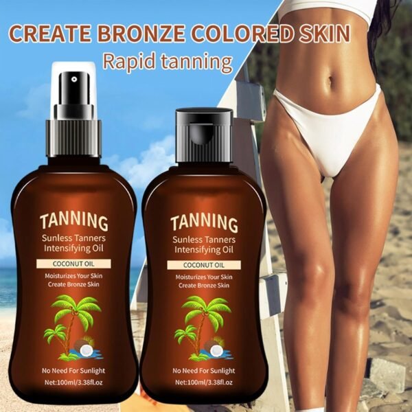 100ML Tanning Oil - Fast & Dark Natural Sun Tan Accelerator with Hydrating Oils | Quick-Dry for Deep, Long-Lasting Color | Water-Resistant for Beach, Pool & Outdoor Use (Flip-Top, 100ml /3.38 Fl.oz)
