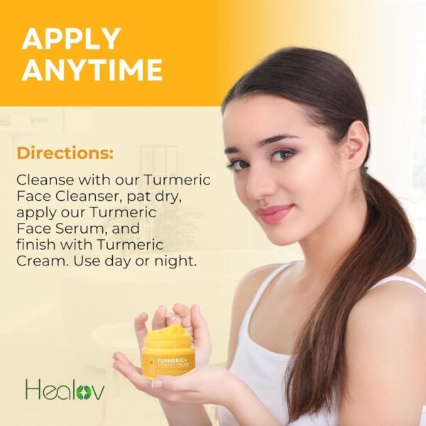 Turmeric Face Cream for Face & Body - All Natural Turmeric Skin Brightening Lotion - Cleanses Skin, Fights Acne, Evens Tone, Fades Scars, Sun Damage, & Age Spots - Pure Turmeric Cream with Vitamin C