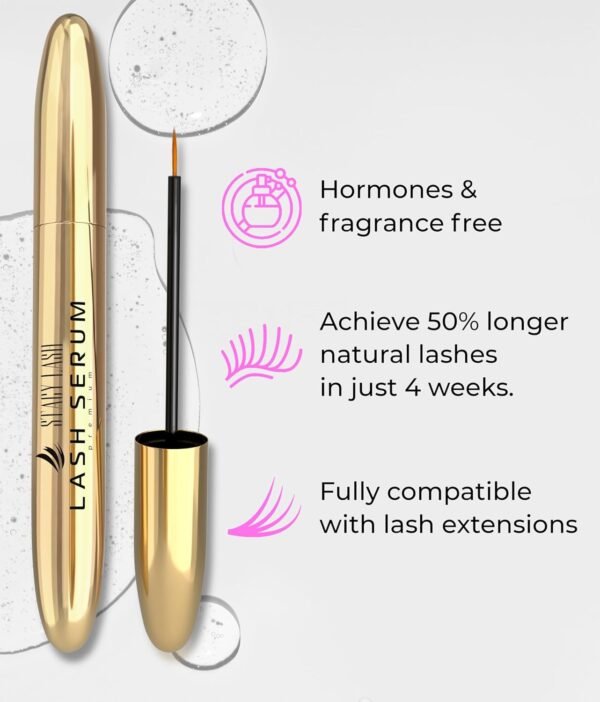 Stacy Lash Growth Serum (0.17fl.oz / 5ml) | Eyebrow & Eyelash Enhancing Serum for Natural Lashes & Brows