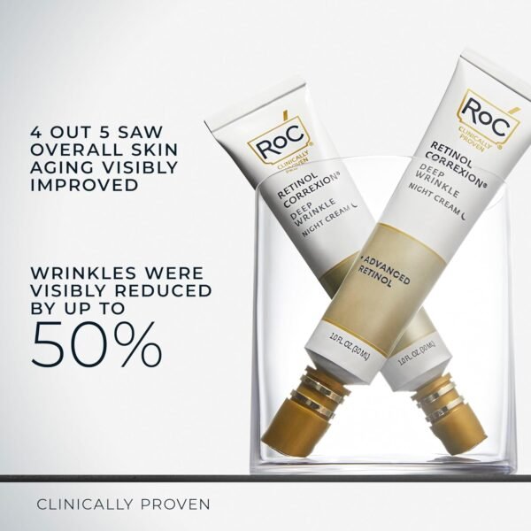 71BE8-tA86L._SL1500_.jpg RoC Retinol Correxion Deep Wrinkle Anti-Aging Night Cream, Daily Face Moisturizer with Shea Butter, Glycolic Acid and Squalane, Skin Care Treatment, 1 Ounces (Packaging May Vary)