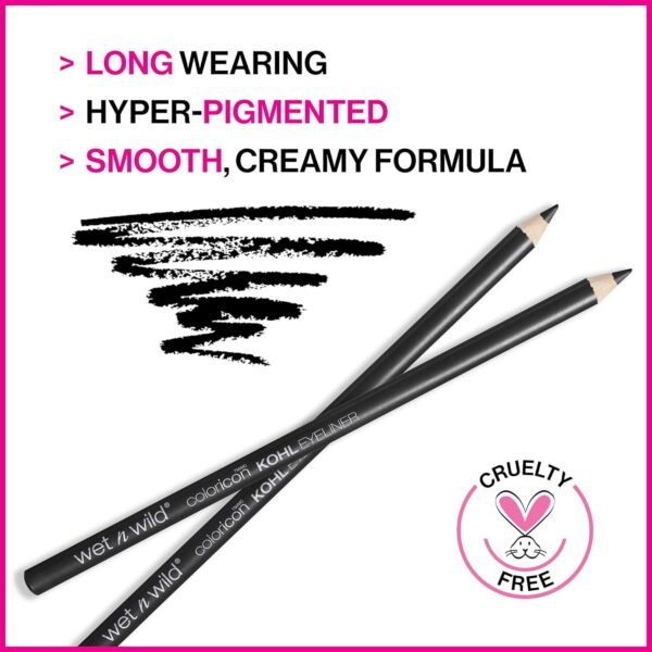 wet n wild Color Icon Kohl Eyeliner Pencil - Rich Hyper-Pigmented Color, Smooth Creamy Application, Long-Wearing Matte Finish Versatility, Cruelty-Free - Baby's Got Black