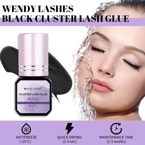 71BLgV1hCzL._SL1500_.jpg Lash Cluster Glue Eyelash Black Sensitive Fast Drying Waterproof Lashes-Glue Individual Long Lasting DIY Lashes Extension Strong Hold-for Using at Home(5ML)