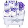 Bath and Body Gift Set - Lavender Gifts for Women, Body & Earth Bath & Shower Sets, 8 Pcs Lavender Honey Gift Sets with Bubble Bath, Lotion Set, Soap, Spa Kit for Women, Christmas Gifts for Mom