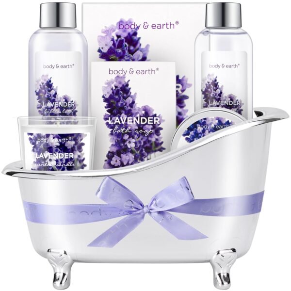 Gift Set for Women Body & Earth Gifts for Women Lavender Gift Baskets For Women Bath Sets for Women Gift with Bubble Bath Body Lotion Scented Candle Mothers Day Gifts Bath Gifts for Women