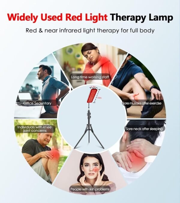 Red Light Therapy Lamp, Infrared Light Therapy with Stand - 660nm Redlight and 850nm Near Infrared Light Device for Body Pain Relief Skin Care