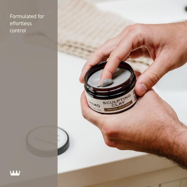 Cremo Mens Hair Clay, Premium Barber Grade Sculpting Clay for Hair Styling, High Hold, Matte Finish, 4 Oz