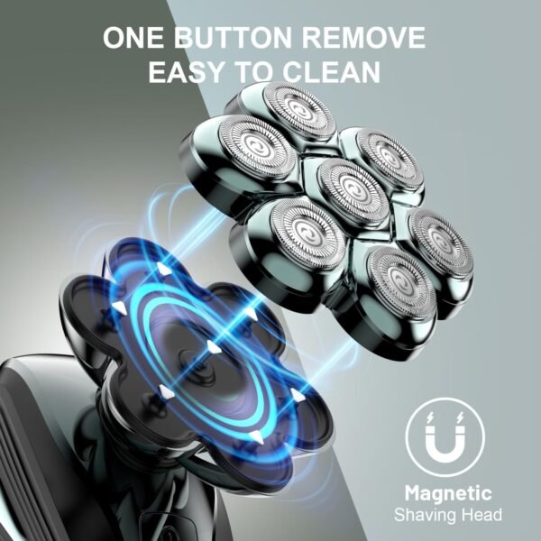 Head Shavers for Bald Men: Upgraded Detachable Head Shaver - IPX7 Waterproof Electric Razor for Men - 7D LED Display Rechargeable Grooming Kit with Type-C Charge