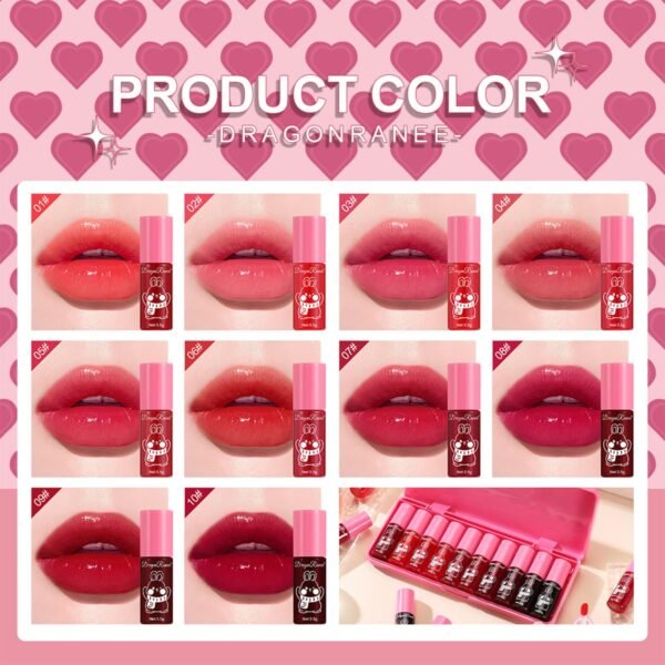 10 Colors Lip Tint Stain Set, Korean Lip Gloss Watery Lip Stain Moisturizing Mini Liquid Lipstick Set, Multi-Use Lip and Cheek Tint, Non-Stick Cup, High Pigment, Long-Lasting, Vivid Color (Set B)