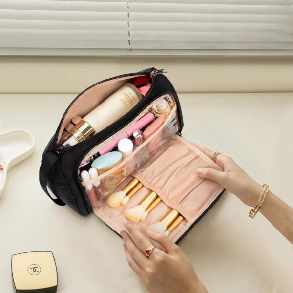 CUBETASTIC Small Makeup Bag, Makeup Pouch, Travel Cosmetic Organizer for Women and Girls (Oxford Cloth, Black)