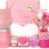 Pink Gift Baskets, 9 Pcs Unique Spa Gift Basket Set, Get Well Soon Gifts, Birthday Gifts for Her, Wife, Teacher, Girlfriend, Friends, Sister