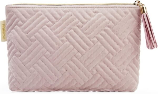 71BkSpzUa6L._AC_SL1500_.jpg BAGSMART Small Cosmetic Bag, Elegant Roomy Makeup Bags,lipstick pouch,Zipper Pouch,Great Gifts for Women,Travel Waterproof Toiletry Bag Accessories Organizer Gifts (Pink-1 pcs)