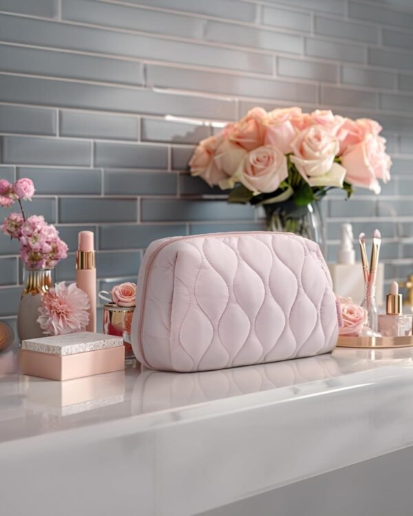 71CEopLncNL._AC_SL1500_.jpg BAGSMART Makeup Bag, Travel Cosmetic Bag, Puffy Padded Make Up Bag for Women, Makeup Organizer Case, Wide-open Pouch Purse, Travel Essentials, Toiletries Accessories Brushes, Pink