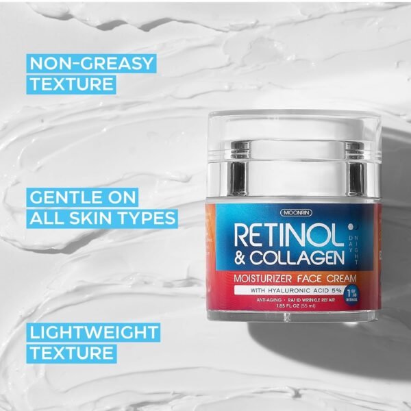 71CHu2IHcJL._SL1500_.jpg Retinol Cream for Face with Hyaluronic Acid, Anti Aging Wrinkle Cream for Women and Men, Day and Night Collagen Moisturizer to Minimize Wrinkles, Dryness, 1.85 Oz