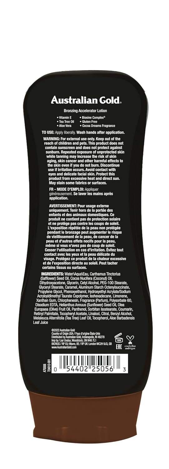 Australian Gold Dark Tanning Accelerator Lotion With Bronzer, 8 Ounce, New Package Same Formula, B003GX5SSC