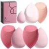 Makeup Sponge Set BS-MALL with Storage Case 7 Pcs for Liquid, Cream, and Powder, Foundation with 1 Mini Makeup Sponge Pink For Travel Daily Use (A-Pink）
