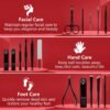 Manicure Set 16 In 1 Professional Stainless Steel Pedicure Kit Toenail Clippers Set Mens Grooming Kit Fingernail Kit for Women with Luxurious Travel Bag, Suitable for Home, Travel, and Salon (Black)