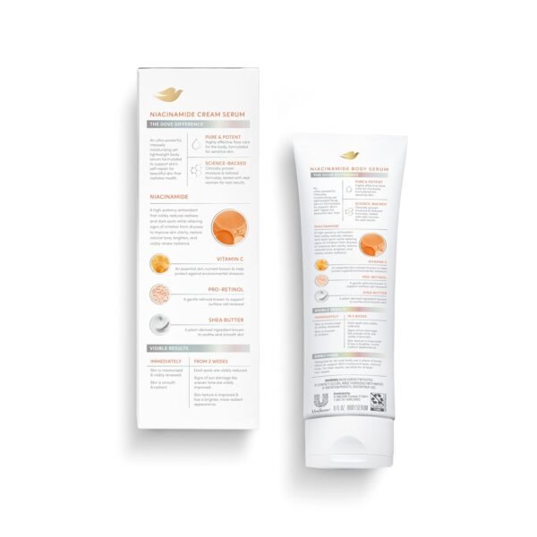 Dove Body Cream Serum Niacinamide + Even Tone for Dark Spots and Uneven Tone with Vitamin C, Pro-Retinol and Shea Butter Lotion, 8 oz