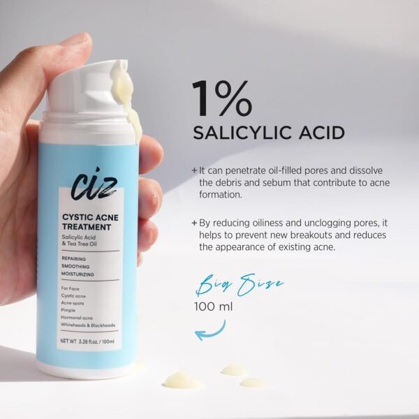 Acne Treatment for Face: Cystic Acne Spot Control Cream with Salicylic Acid & Tea Tree Oil for Blemishes - Gentle Hormonal & Pimple Treatment for Teens & Adults - 120 Day Supply & 3.38oz