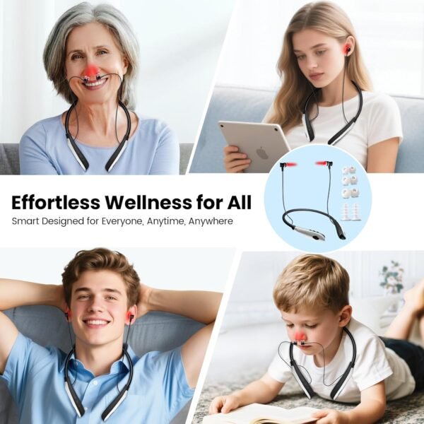 Red Light Therapy for Nose & Ears, 2-in-1 Infrared Nasal Therapy Device, Red Light Therapy for Ear Relief, Portable Light-weight Soothing Device with Neck-Hanging Design, Auto Timer, Rechargeable