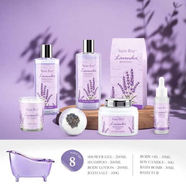 Lavender scented gifts for mom Spa Gift Baskets for Women - spa baskets for women gift Lavender Gifts for Women, Bath Set with Shower Gel, Home Spa Kit Gifts for Her, Christmas, Mothers Day