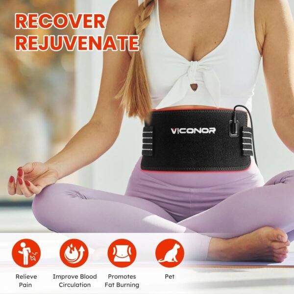 Red Light Therapy Belt for Body, Infrared Light Therapy, 660nm &850nm 3-in-1 LED Bead, Pain Relief, red-Light Therapy for Dogs, Shoulder, Back, Knee.Improve Joint Inflammation,