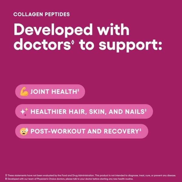 Physician's CHOICE Collagen Peptides - Hydrolyzed Protein Powder for Hair, Skin, Joints - Grass Fed, Non-GMO